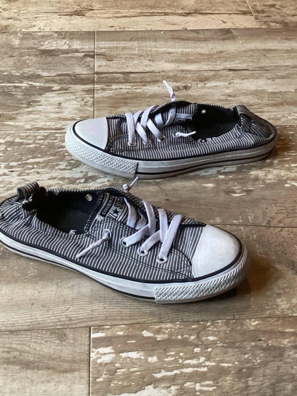 CONVERSE Chuck Taylor All Star Shoreline Slip-On Shoes Gray Pinstripes Women’s 9 - Picture 3 of 8